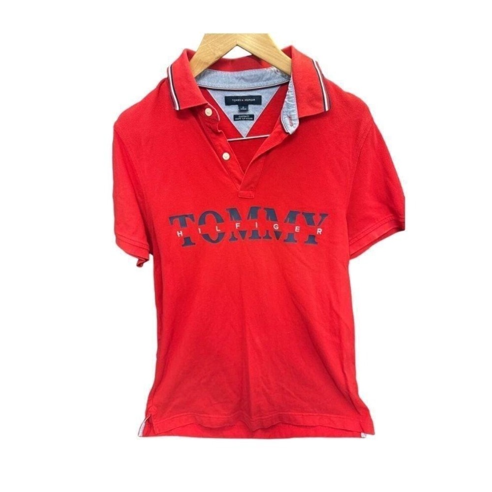 Tommy Hilfiger | y2k dead stock Men's Red Polo Shirt | Medium | Great Condition
